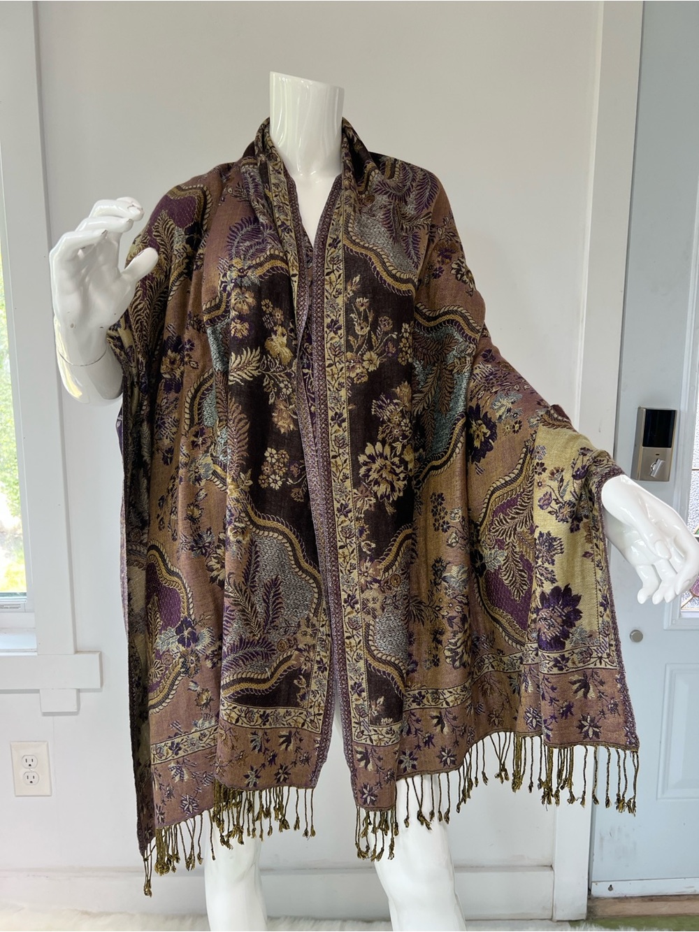 Cashmere Scarf  Shawl Hilary Radley 80”x28”  poncho irreversible